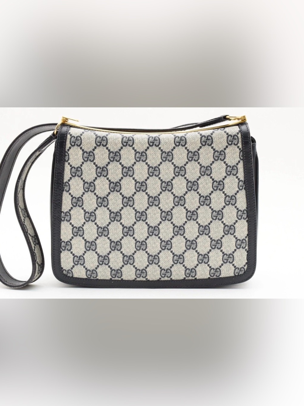 Gucci GG Supreme Canvas Shoulder Bag with Red and Navy Web Stripe Rare Vintage - Picture 4 of 12
